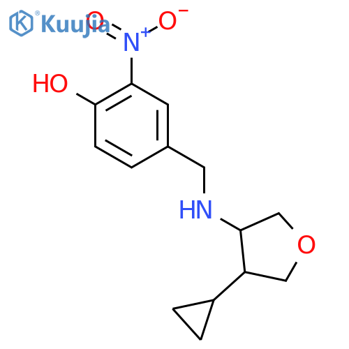 4-{(4-cyclopropyloxolan-3-yl)aminomethyl}-2-nitrophenol structure