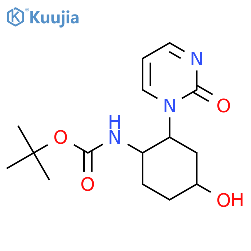 tert-butyl N-[4-hydroxy-2-(2-oxo-1,2-dihydropyrimidin-1-yl)cyclohexyl]carbamate structure