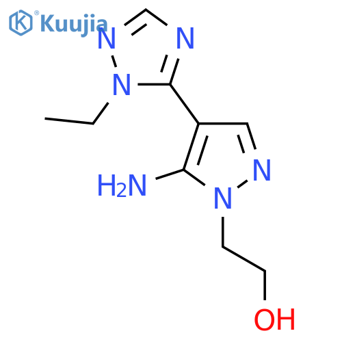2-[5-amino-4-(1-ethyl-1H-1,2,4-triazol-5-yl)-1H-pyrazol-1-yl]ethan-1-ol structure