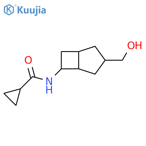 N-[3-(hydroxymethyl)bicyclo[3.2.0]heptan-6-yl]cyclopropanecarboxamide structure