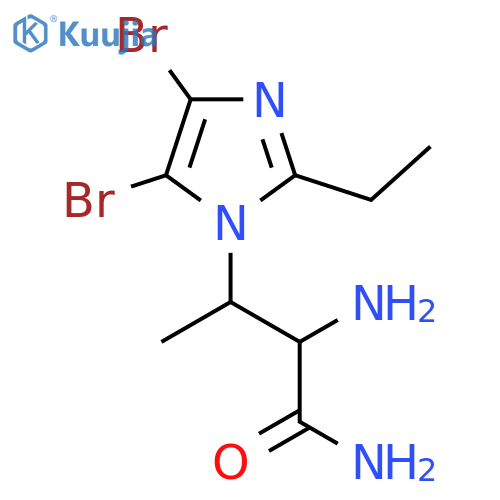 2-amino-3-(4,5-dibromo-2-ethyl-1H-imidazol-1-yl)butanamide structure