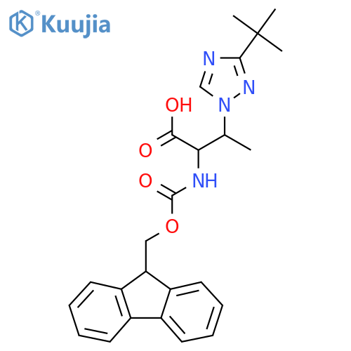 3-(3-tert-butyl-1H-1,2,4-triazol-1-yl)-2-({(9H-fluoren-9-yl)methoxycarbonyl}amino)butanoic acid structure