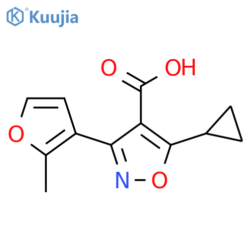 5-Cyclopropyl-3-(2-methylfuran-3-yl)-1,2-oxazole-4-carboxylic acid structure
