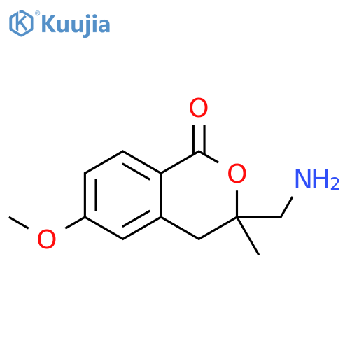 1H-2-Benzopyran-1-one, 3-(aminomethyl)-3,4-dihydro-6-methoxy-3-methyl- structure