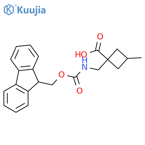 1-({(9H-fluoren-9-yl)methoxycarbonyl}amino)methyl-3-methylcyclobutane-1-carboxylic acid structure