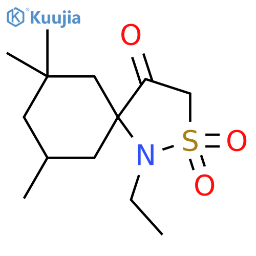 1-ethyl-7,7,9-trimethyl-2lambda6-thia-1-azaspiro4.5decane-2,2,4-trione structure