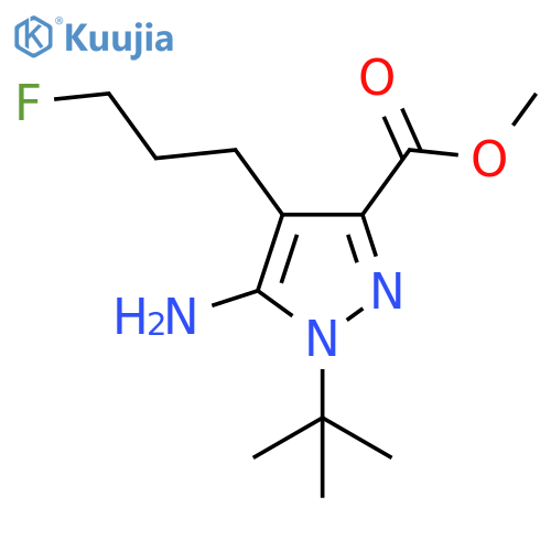 methyl 5-amino-1-tert-butyl-4-(3-fluoropropyl)-1H-pyrazole-3-carboxylate structure