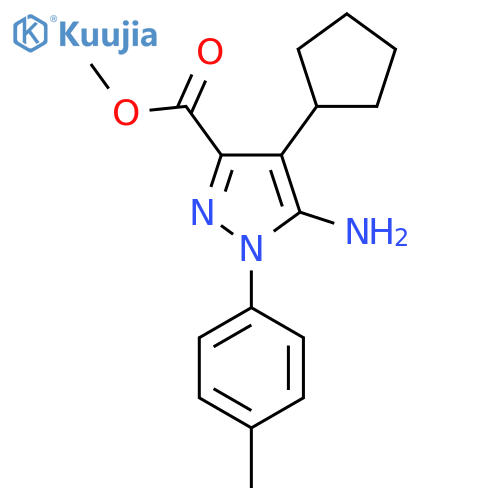 methyl 5-amino-4-cyclopentyl-1-(4-methylphenyl)-1H-pyrazole-3-carboxylate structure