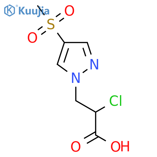 2-chloro-3-(4-methanesulfonyl-1H-pyrazol-1-yl)propanoic acid structure