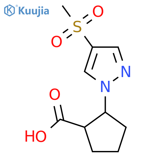 2-(4-methanesulfonyl-1H-pyrazol-1-yl)cyclopentane-1-carboxylic acid structure
