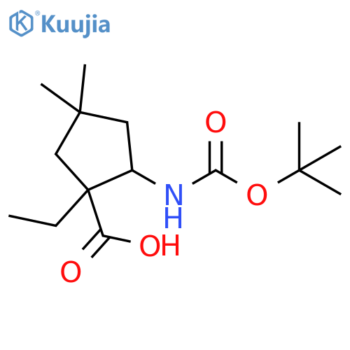 Cyclopentanecarboxylic acid, 2-[[(1,1-dimethylethoxy)carbonyl]amino]-1-ethyl-4,4-dimethyl- structure