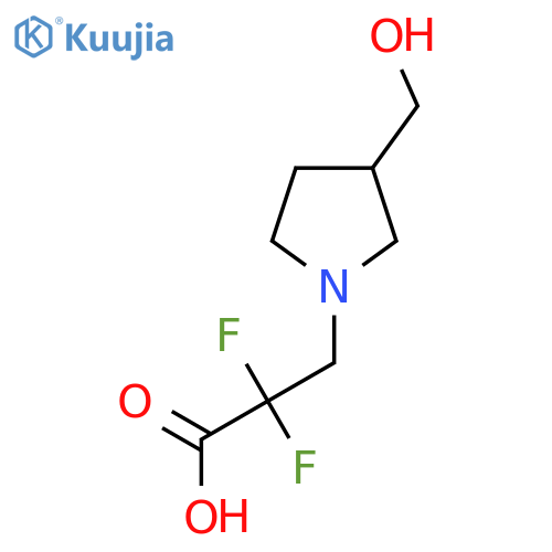 2,2-Difluoro-3-[3-(hydroxymethyl)pyrrolidin-1-yl]propanoic acid structure