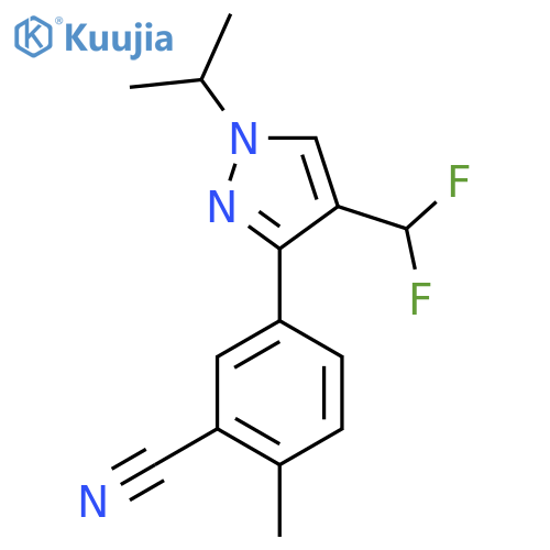 5-4-(difluoromethyl)-1-(propan-2-yl)-1H-pyrazol-3-yl-2-methylbenzonitrile structure