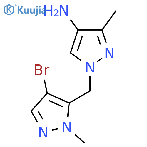 1-(4-bromo-1-methyl-1H-pyrazol-5-yl)methyl-3-methyl-1H-pyrazol-4-amine structure