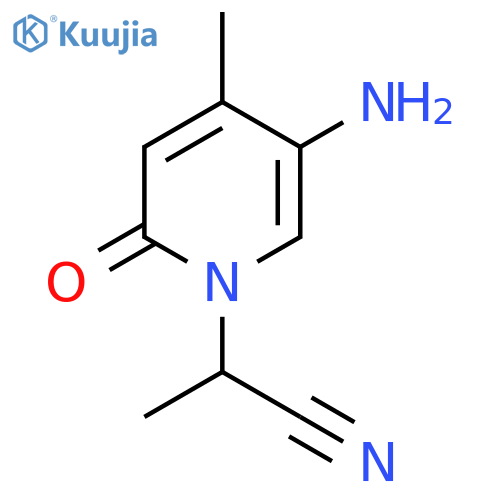 2-(5-amino-4-methyl-2-oxo-1,2-dihydropyridin-1-yl)propanenitrile structure