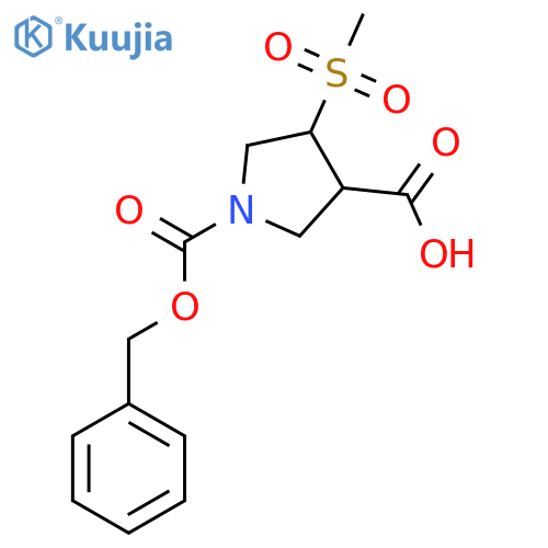 1-(benzyloxy)carbonyl-4-methanesulfonylpyrrolidine-3-carboxylic acid structure