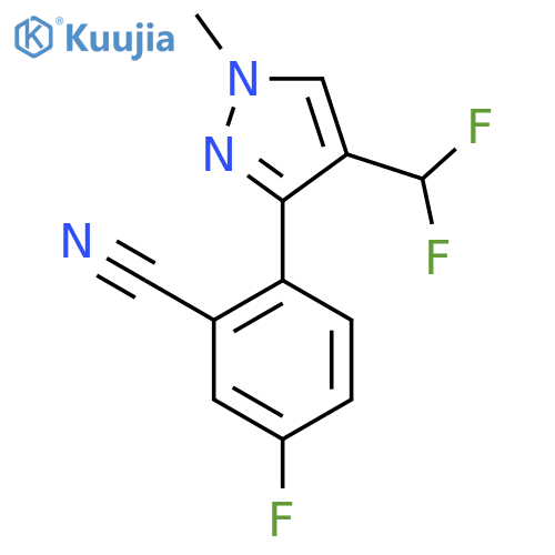 2-[4-(difluoromethyl)-1-methyl-1H-pyrazol-3-yl]-5-fluorobenzonitrile structure