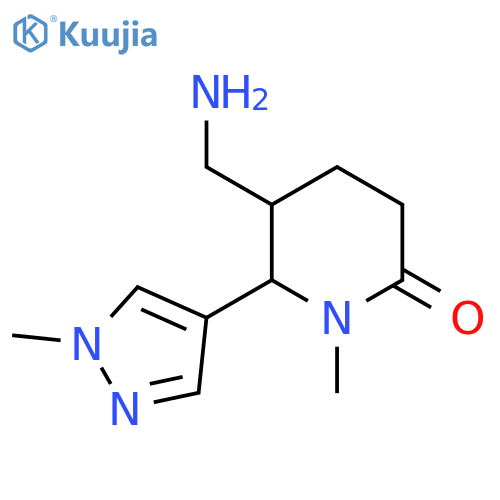 5-(aminomethyl)-1-methyl-6-(1-methyl-1H-pyrazol-4-yl)piperidin-2-one structure