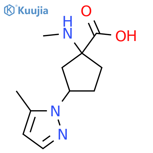 3-(5-methyl-1H-pyrazol-1-yl)-1-(methylamino)cyclopentane-1-carboxylic acid structure