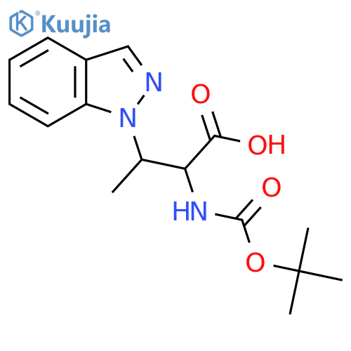 2-{(tert-butoxy)carbonylamino}-3-(1H-indazol-1-yl)butanoic acid structure