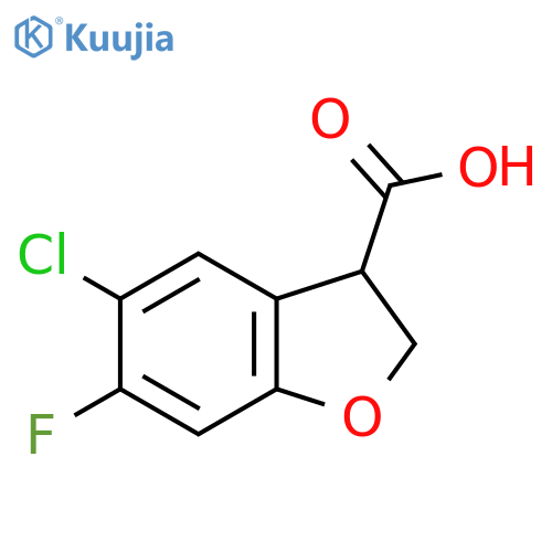 5-Chloro-6-fluoro-2,3-dihydro-1-benzofuran-3-carboxylic acid structure