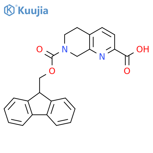 7-{[(9H-fluoren-9-yl)methoxy]carbonyl}-5,6,7,8-tetrahydro-1,7-naphthyridine-2-carboxylic acid structure