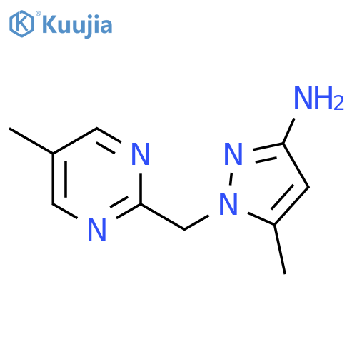 5-methyl-1-(5-methylpyrimidin-2-yl)methyl-1H-pyrazol-3-amine structure