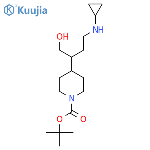 Tert-butyl 4-[4-(cyclopropylamino)-1-hydroxybutan-2-yl]piperidine-1-carboxylate structure