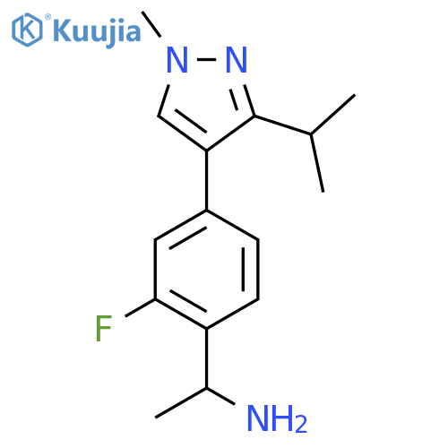 1-{2-fluoro-4-[1-methyl-3-(propan-2-yl)-1H-pyrazol-4-yl]phenyl}ethan-1-amine structure