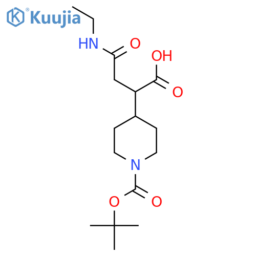 2-{1-[(Tert-butoxy)carbonyl]piperidin-4-yl}-3-(ethylcarbamoyl)propanoic acid structure