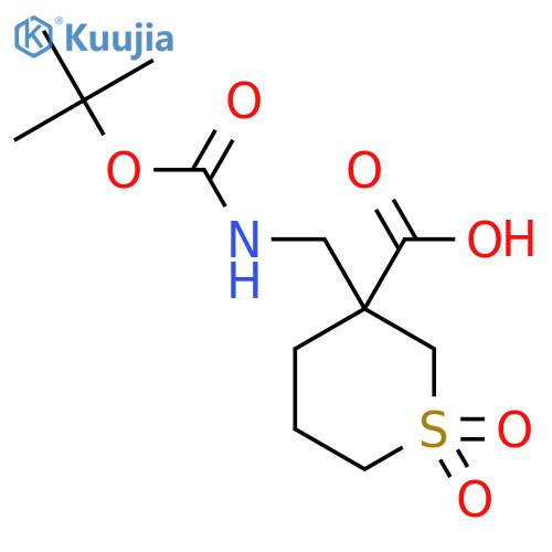 3-({(tert-butoxy)carbonylamino}methyl)-1,1-dioxo-1lambda6-thiane-3-carboxylic acid structure
