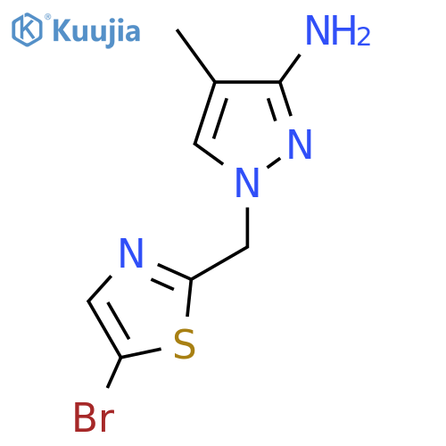 1-(5-bromo-1,3-thiazol-2-yl)methyl-4-methyl-1H-pyrazol-3-amine structure