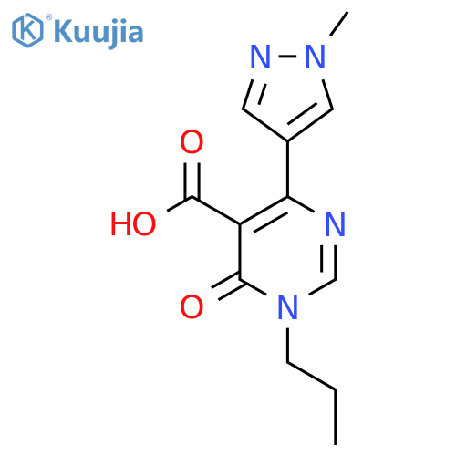 4-(1-methyl-1H-pyrazol-4-yl)-6-oxo-1-propyl-1,6-dihydropyrimidine-5-carboxylic acid structure