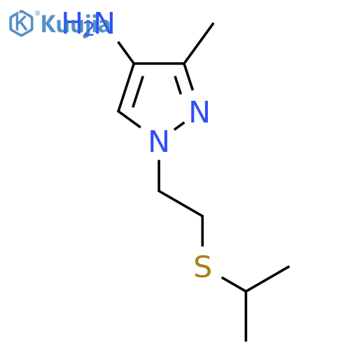 3-methyl-1-2-(propan-2-ylsulfanyl)ethyl-1H-pyrazol-4-amine structure