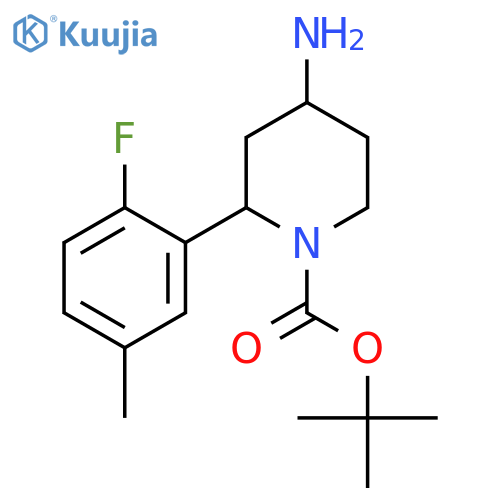 Tert-butyl 4-amino-2-(2-fluoro-5-methylphenyl)piperidine-1-carboxylate structure