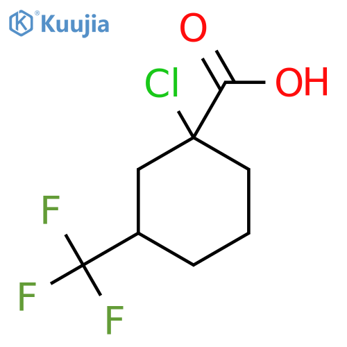 1-chloro-3-(trifluoromethyl)cyclohexane-1-carboxylic acid structure