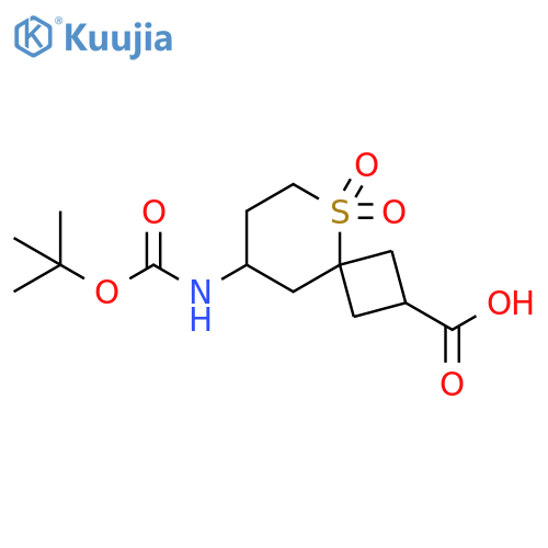 8-{[(tert-butoxy)carbonyl]amino}-5,5-dioxo-5lambda6-thiaspiro[3.5]nonane-2-carboxylic acid structure