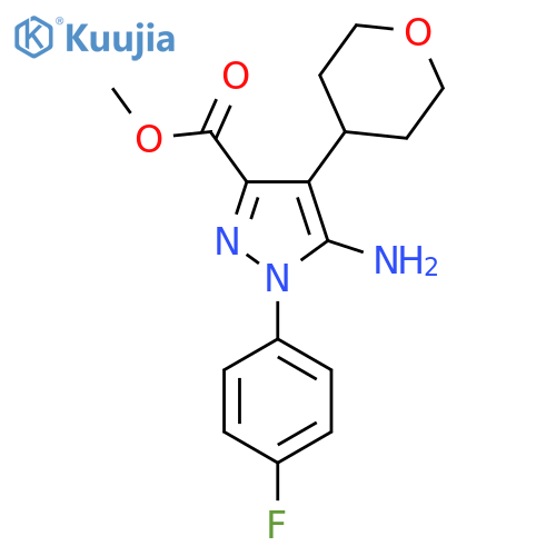 methyl 5-amino-1-(4-fluorophenyl)-4-(oxan-4-yl)-1H-pyrazole-3-carboxylate structure