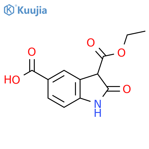 3-(ethoxycarbonyl)-2-oxo-2,3-dihydro-1H-indole-5-carboxylic acid structure