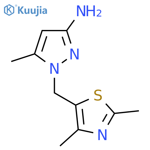 1-(dimethyl-1,3-thiazol-5-yl)methyl-5-methyl-1H-pyrazol-3-amine structure