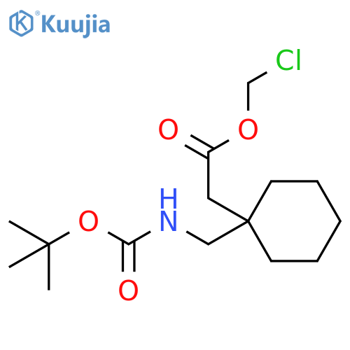 Cyclohexaneacetic acid, 1-[[[(1,1-dimethylethoxy)carbonyl]amino]methyl]-, chloromethyl ester structure