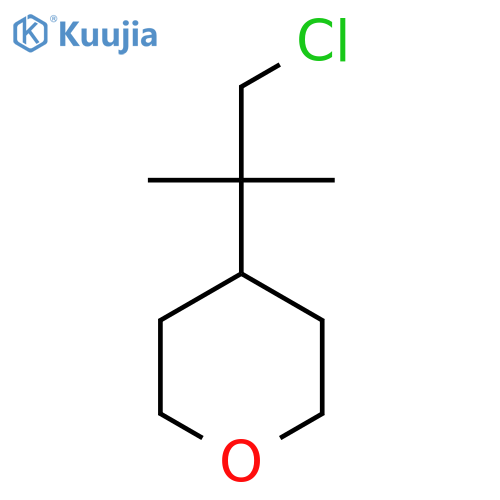 4-(1-chloro-2-methylpropan-2-yl)oxane structure