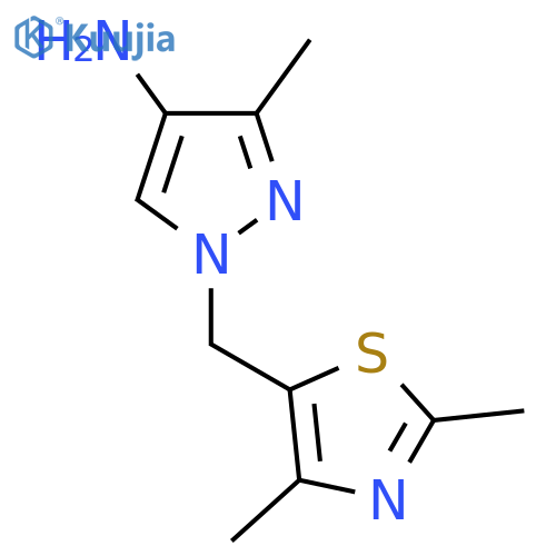 1-(dimethyl-1,3-thiazol-5-yl)methyl-3-methyl-1H-pyrazol-4-amine structure