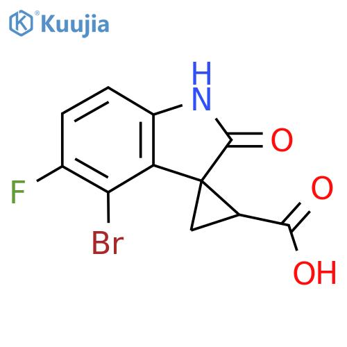 4'-bromo-5'-fluoro-2'-oxo-1',2'-dihydrospirocyclopropane-1,3'-indole-3-carboxylic acid structure