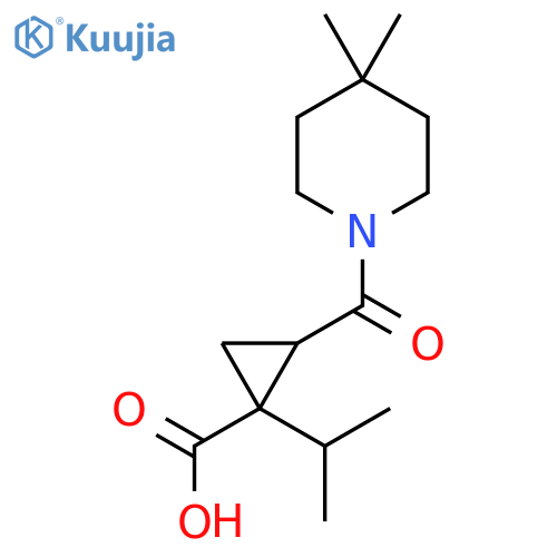 2-(4,4-Dimethylpiperidine-1-carbonyl)-1-(propan-2-yl)cyclopropane-1-carboxylic acid structure