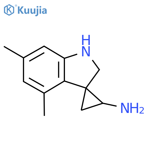 4',6'-dimethyl-1',2'-dihydrospirocyclopropane-1,3'-indole-2-amine structure