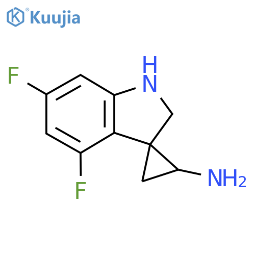 4',6'-difluoro-1',2'-dihydrospirocyclopropane-1,3'-indole-3-amine structure