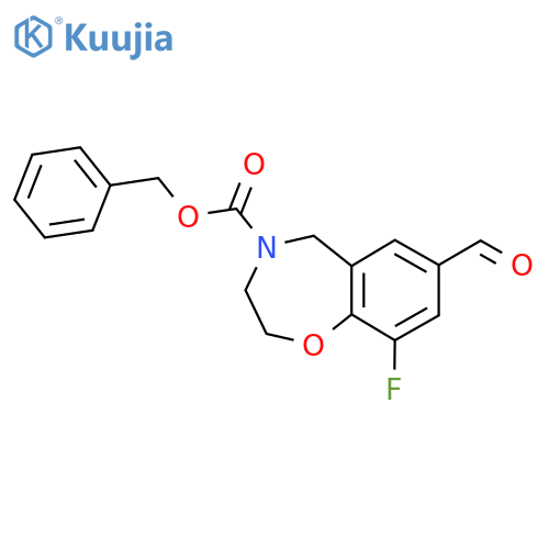 benzyl 9-fluoro-7-formyl-2,3,4,5-tetrahydro-1,4-benzoxazepine-4-carboxylate structure