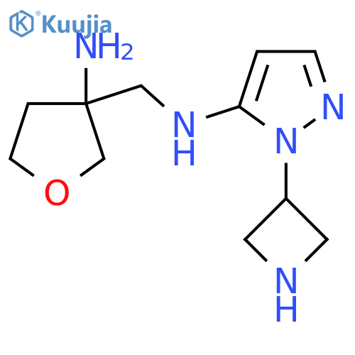 N-(3-aminooxolan-3-yl)methyl-1-(azetidin-3-yl)-1H-pyrazol-5-amine structure