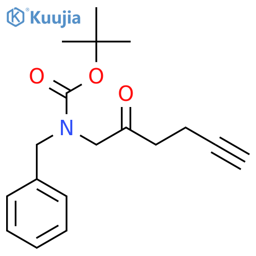 tert-butyl N-benzyl-N-(2-oxohex-5-yn-1-yl)carbamate structure